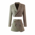 Cropped One-button Blazer / Mini Skirt / Set