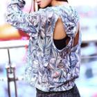 Print Open Back Sports Hoodie