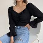 Sweetheart-neck Textured Blouse