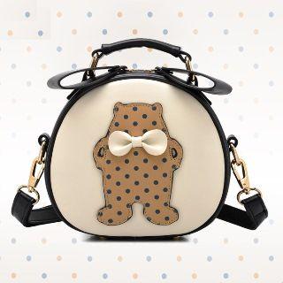 Faux-leather Bow-accent Applique Satchel