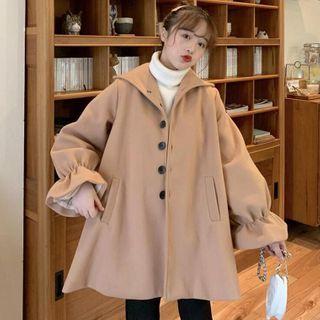 Single-breasted Lantern-sleeve Coat