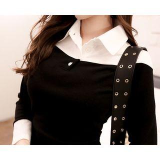 Collared Color-block Mini Dress