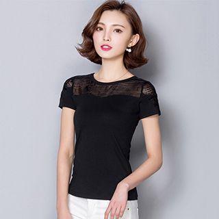 Short-sleeve Sheer Panel T-shirt