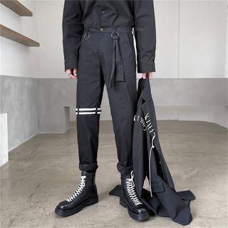 Contrast Strap Straight Leg Pants