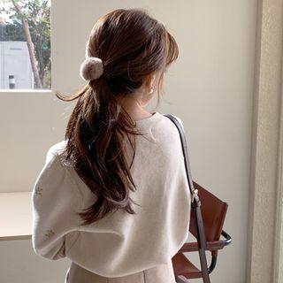 Faux-fur Hair Tie Cocoa - One Size