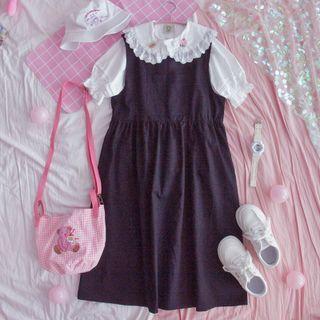Midi A-line Overall Dress Black - One Size