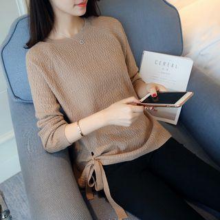 Plain Tie-hem Sweater