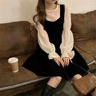 Long-sleeve Blouse / Velvet Sleeveless Dress