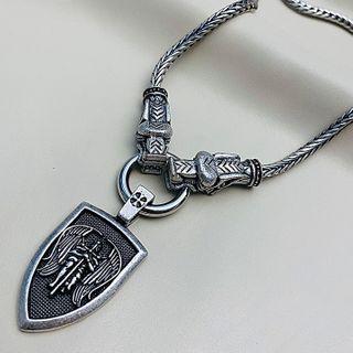 Embossed Pendant Necklace 1 Pc - Silver - One Size