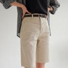 Pintuck Band-waist Bermuda Shorts
