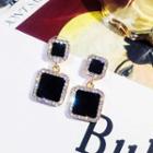 Rhinestone Square Drop Earring 1 Pair - As Shown In Figure - One Size
