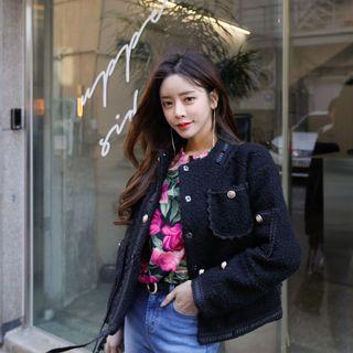 Applique Buttoned Short Jacket