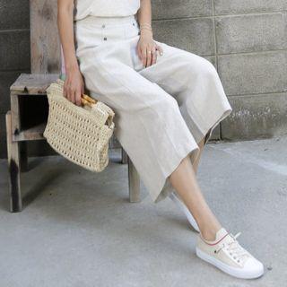 Wide-leg Linen Crop Pants