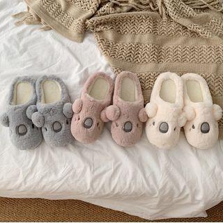 Embroidered Fleece Slippers