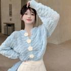 Knit Cardigan/pleated Mini Skirt