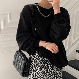 Round Neck Plain Zip Sweatshirt