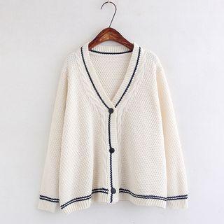 Piped V-neck Cardigan