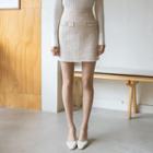 Faux-pearl Fringed Tweed Miniskirt