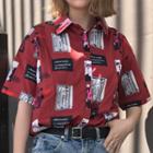 Short-sleeve Printed Shirt Red - One Size