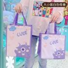 Set Of 2: Cartoon Print Insulated Lunch Bag Monster - White - S / L