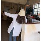 Plain Split Long-sleeve Shirt White - One Size