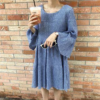 Plaid Bell-sleeve A-line Dress