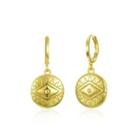 Fashion Simple Plated Gold Eye Pattern Round Earrings Golden - One Size