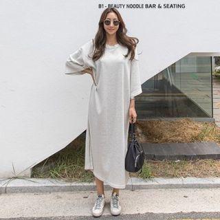 3/4-sleeve Letter Patch T-shirt Dress