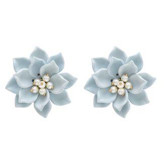 Faux Pearl Acrylic Lotus Earring
