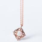 925 Sterling Silver Opal Pendant Necklace S925 Silver - Necklace - Rose Gold - One Size