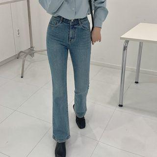 [magic Pants] Washed Boot-cut Jeans