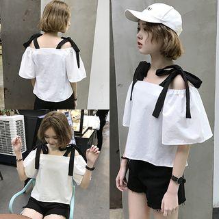 Cold Shoulder Short-sleeve Blouse