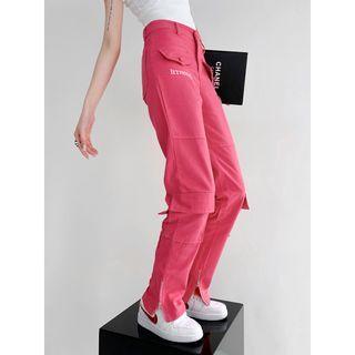 Zipper-hem Straight-cut Cargo Jeans