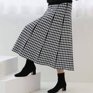Band-waist Patterned Knit Skirt