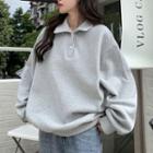 Oversized Plain Lapel Long-sleeve Sweatshirt