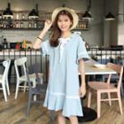 Lace-up Elbow-sleeve T-shirt Dress