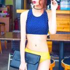 Dotted Color-block Tankini