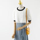 Short-sleeve Blouse / Denim Midi A-line Skirt
