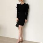 Crew-neck Long-sleeve Sheath Dress