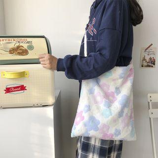 Fleece Flower Print Crossbody Bag