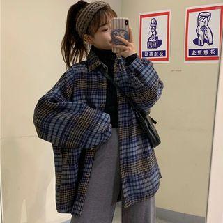 Loose-fit Checker Woolen Shirt