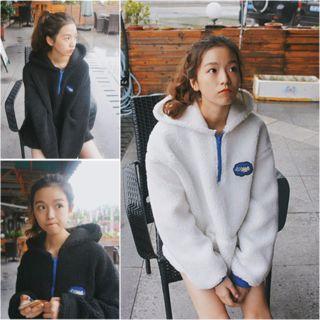 Embroidered Half Zip Hoodie