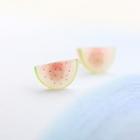925 Sterling Silver Resin Watermelon Stud Earring 1 Pair - As Shown In Figure - One Size