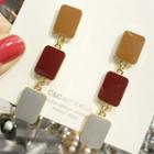 Rectangle Dangle Earring Earth Yellow & Red & Gray - One Size