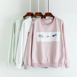 Fish Print Applique Pullover