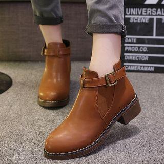 Faux Leather Buckled Chelsea Boots