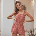 Spaghetti-strap Floral Print Romper