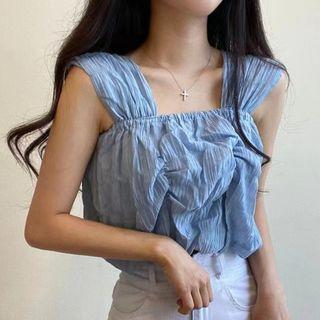 Crinkled Plain Tank Top