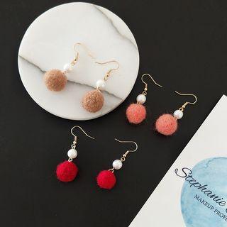 Faux Pearl Pompom Dangle Earring