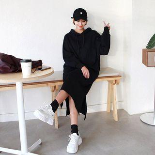 Slit-side Boxy Long Hoodie Dress